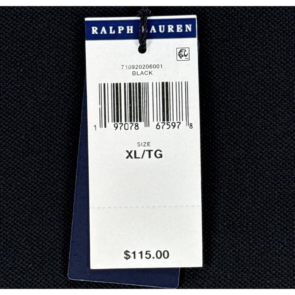 PRL Gold POLO Logo Polo Shirt Mens Black XL Classic Fit Polo Ralph Lauren - Picture 9 of 9